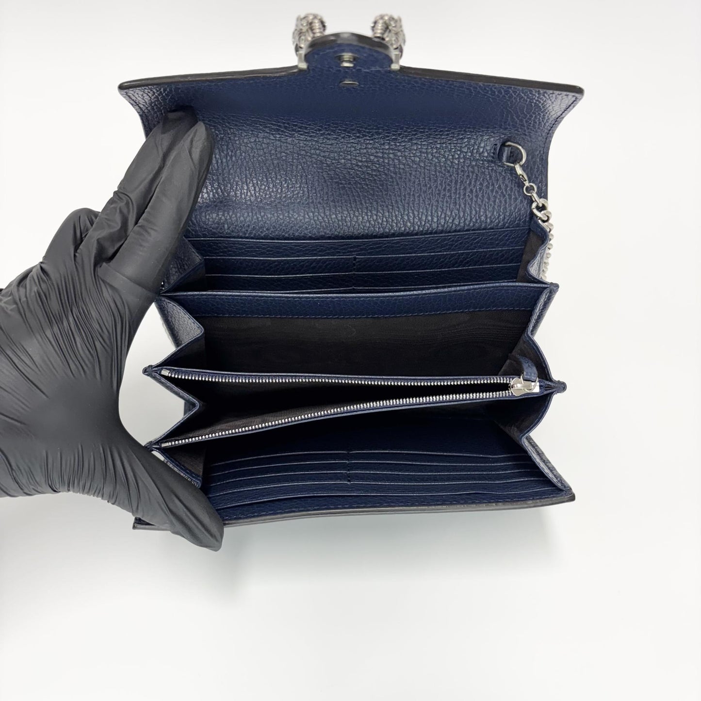 Gucci Dionysus Mini Leather Chain Bag Navy