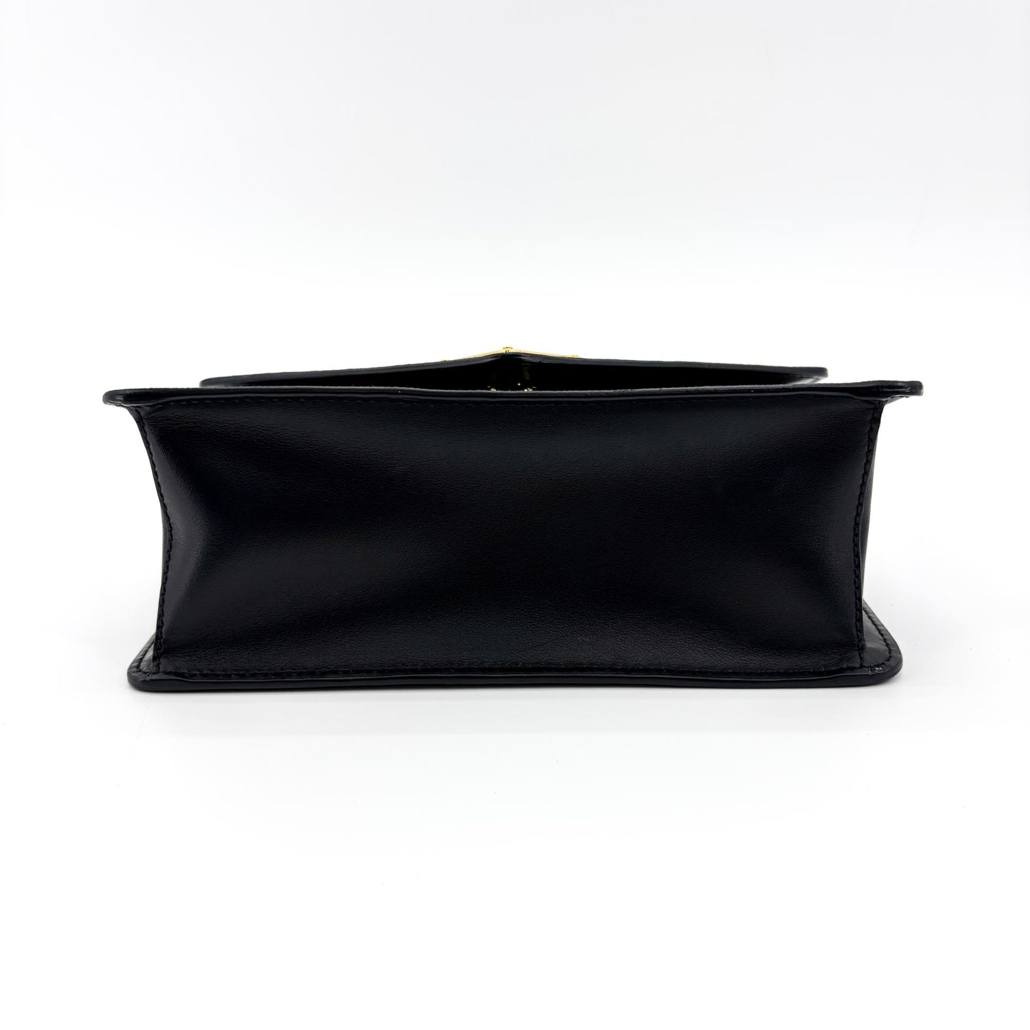Prada Saffiano Leather Chain Shoulder Bag Black with Gold Hardware