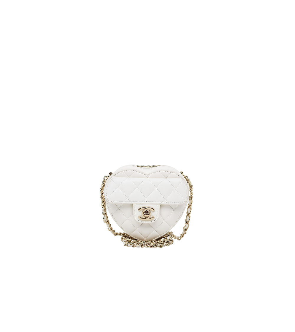 Chanel White Small Heart Crossbody Bag