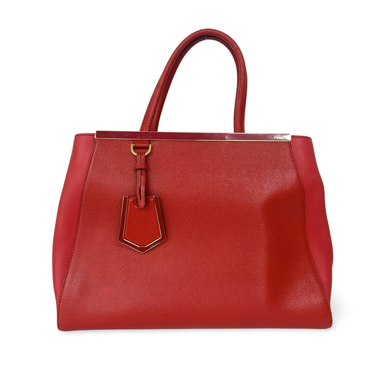 Fendi Medium 2 Jour Tote Bag Red
