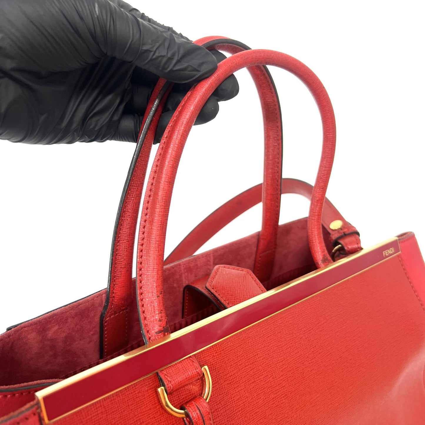 Fendi Medium 2 Jour Tote Bag Red