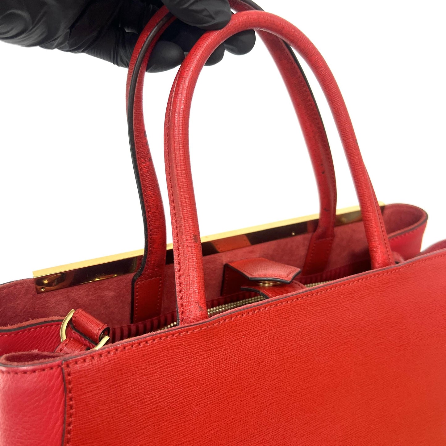 Fendi Medium 2 Jour Tote Bag Red