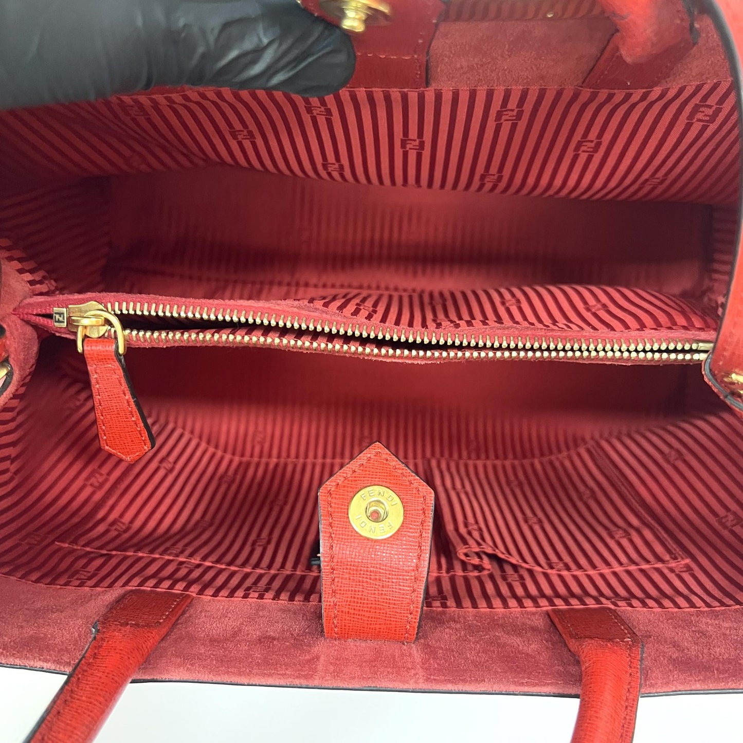 Fendi Medium 2 Jour Tote Bag Red