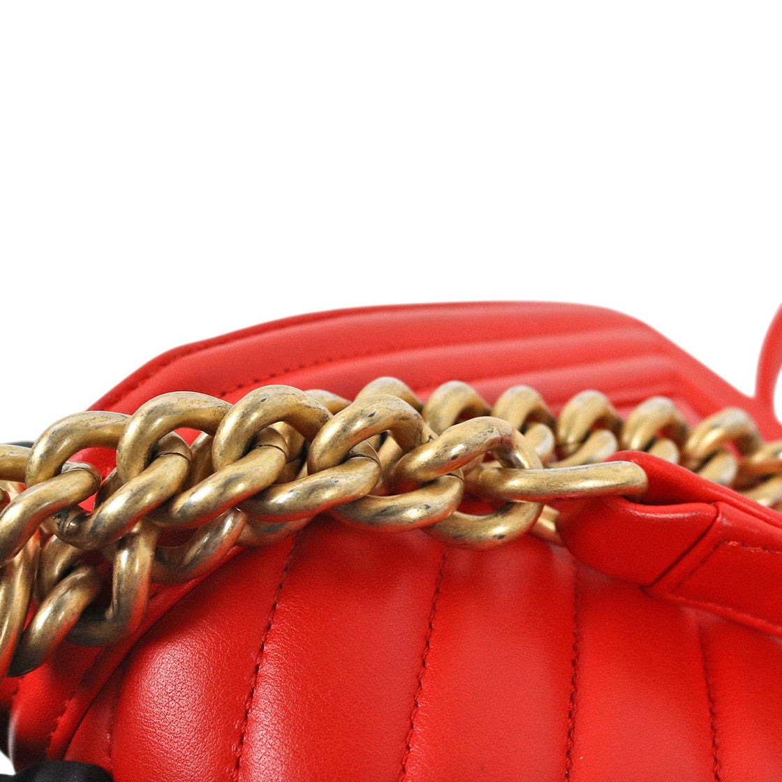 Chanel Medium Red Chevron Boy Shoulder Bag