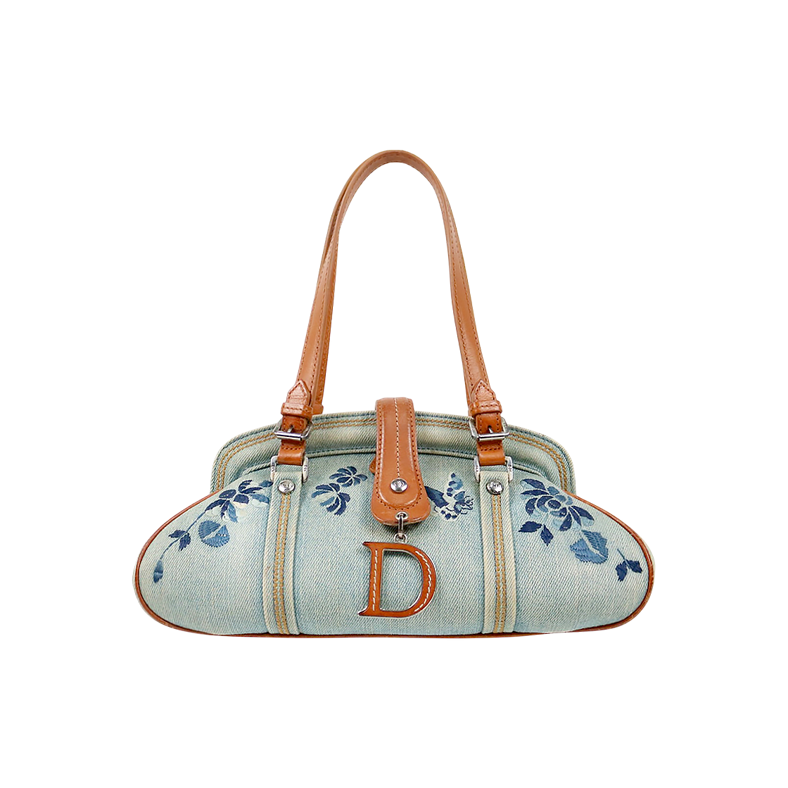 Dior Denim Flower "D" Logo Shoulder Bag