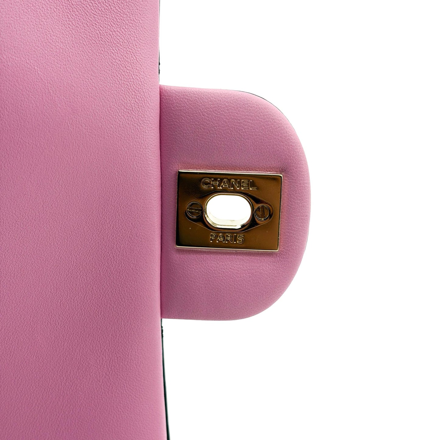 Chanel Lambskin Handle Mini Flap Bag Black and Pink Gold Hardware