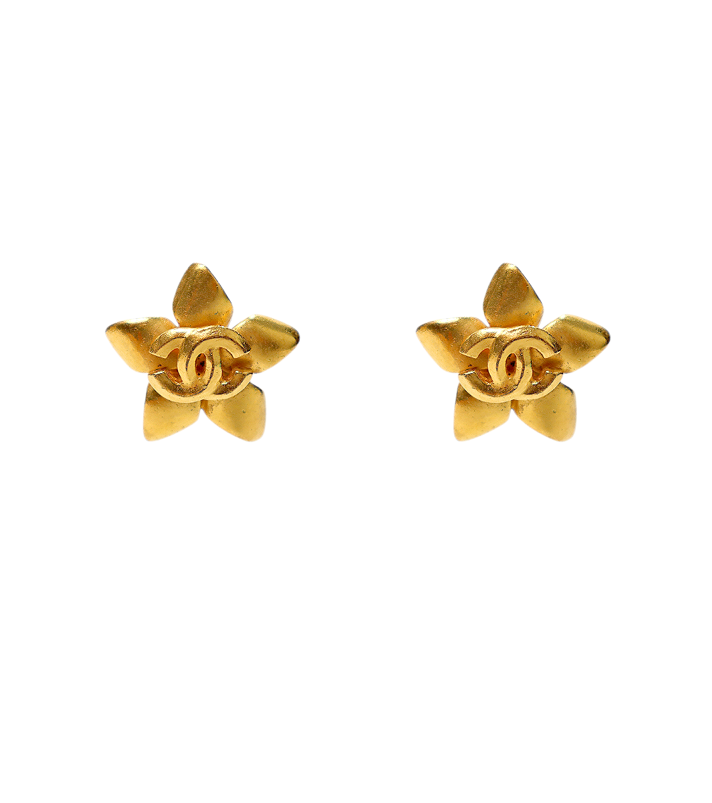 Chanel Flower CC Gold Earrings