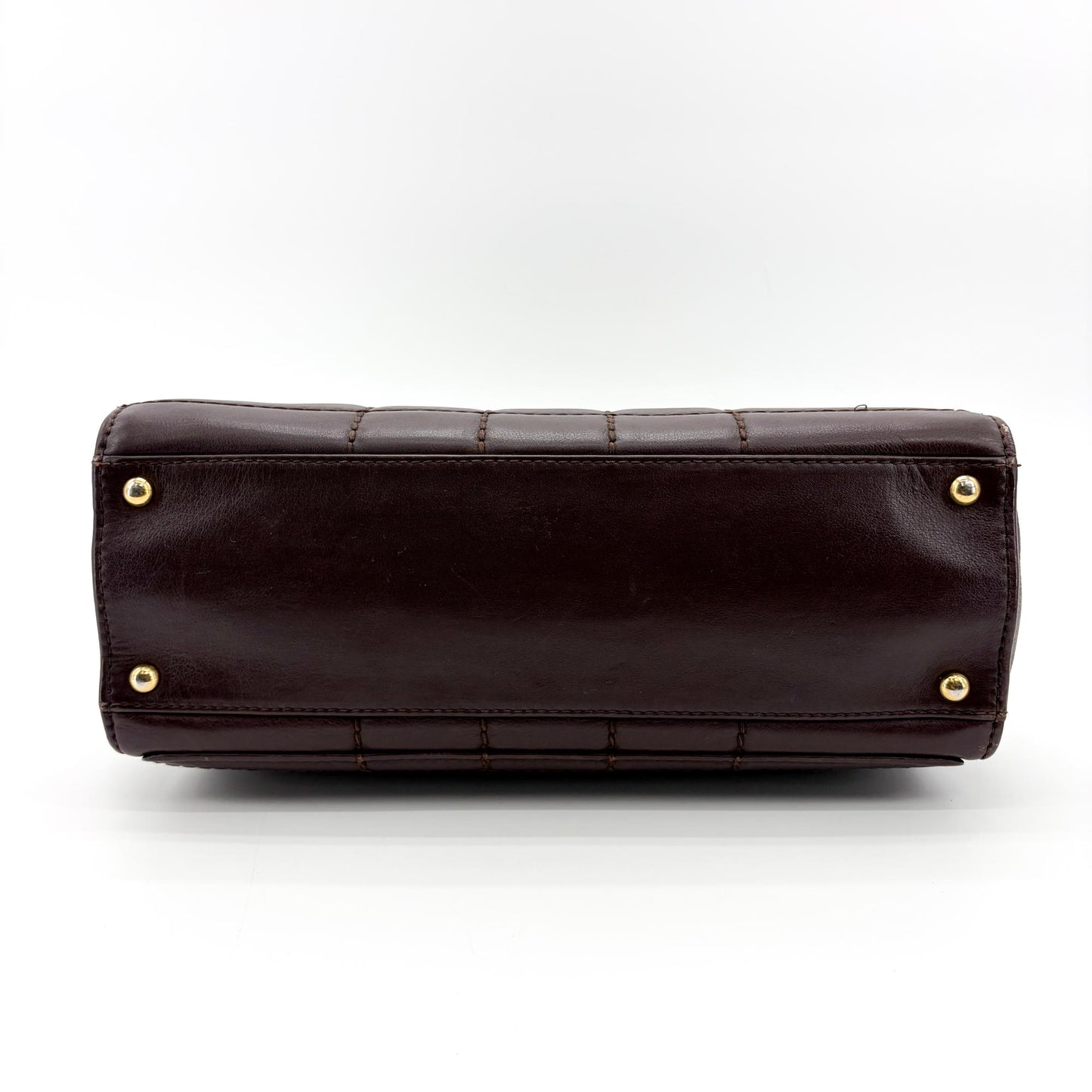 Chanel Chocolate Bar Chain Shoulder Bag Dark Brown Gold Hardware