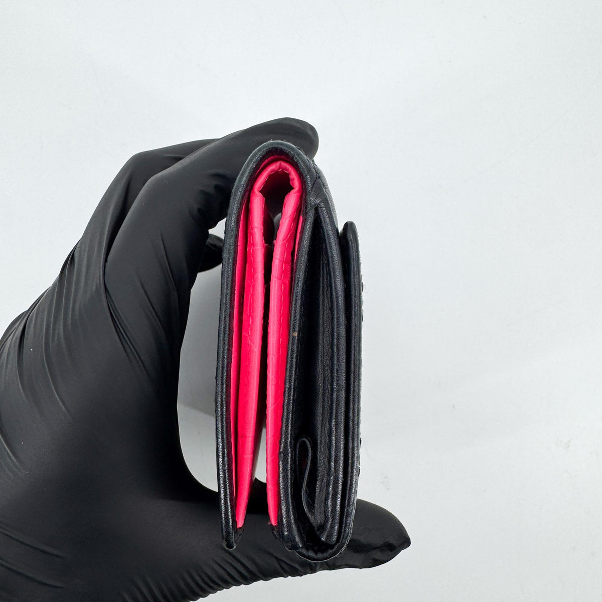 Chanel Cambon Line Triple Fold Wallet Black Patent