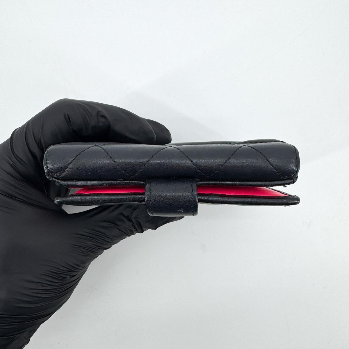 Chanel Cambon Line Triple Fold Wallet Black Patent