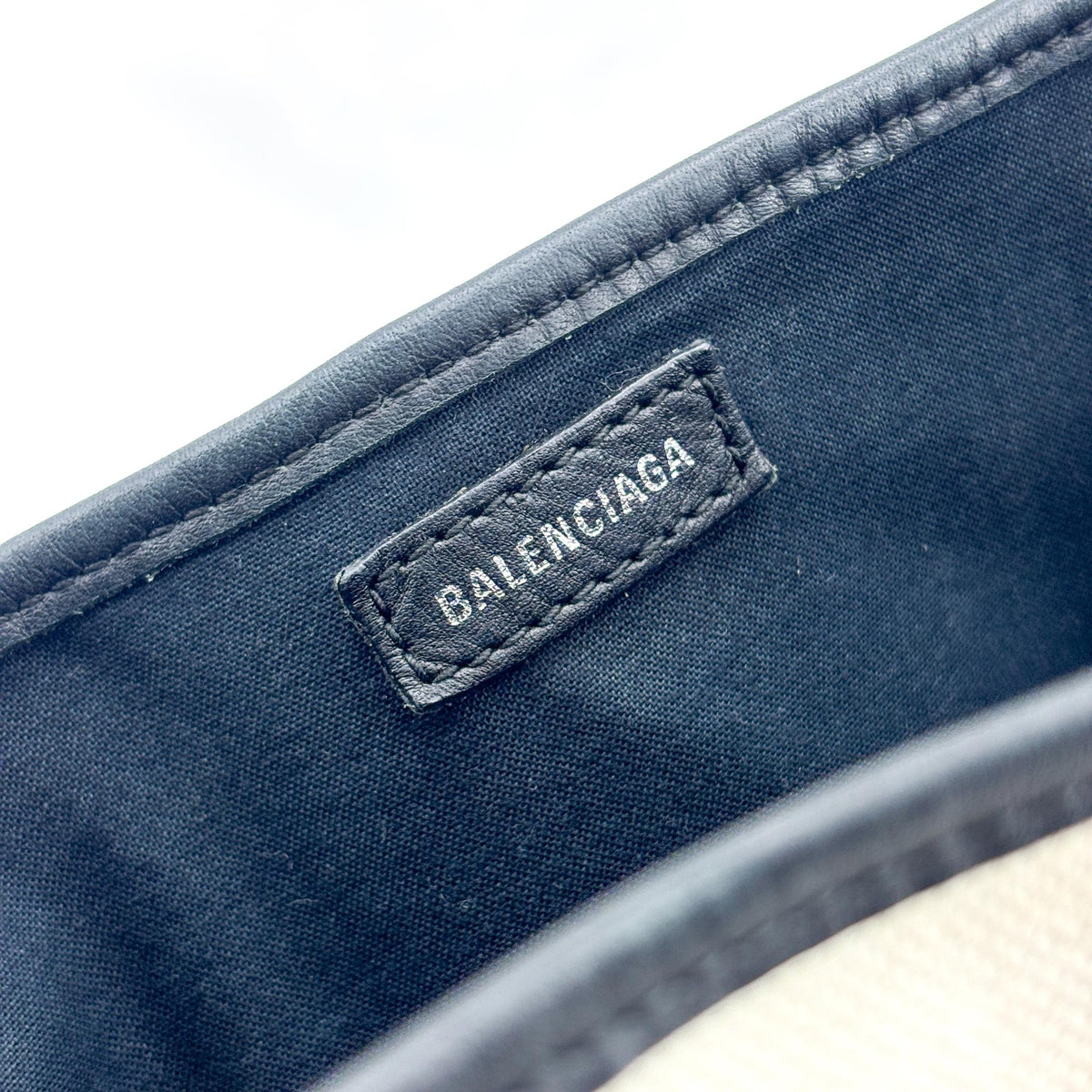 Sac cabas Balenciaga Navy Cabas S Toile et cuir naturel noir