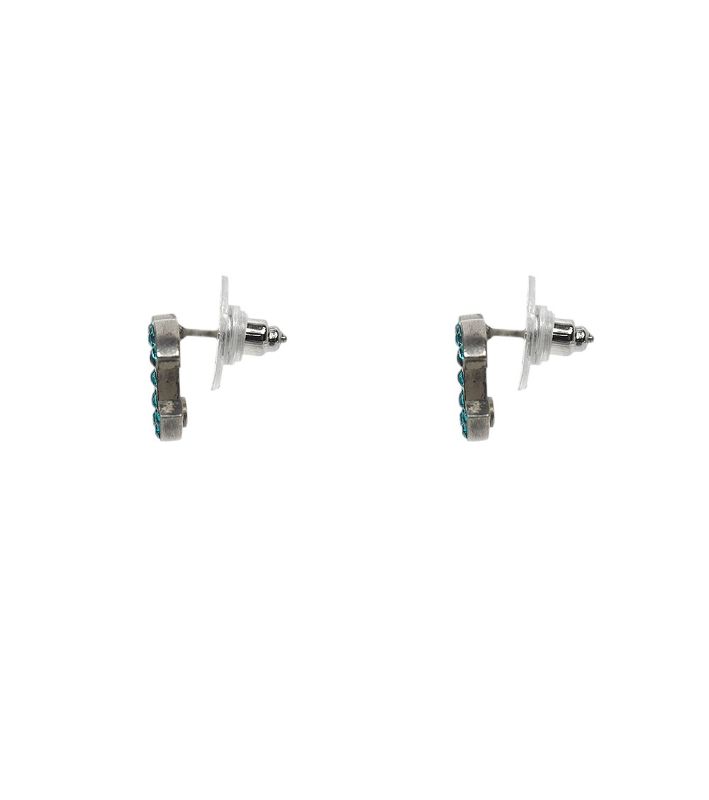 Chanel Blue Cubic CC Silver Earrings