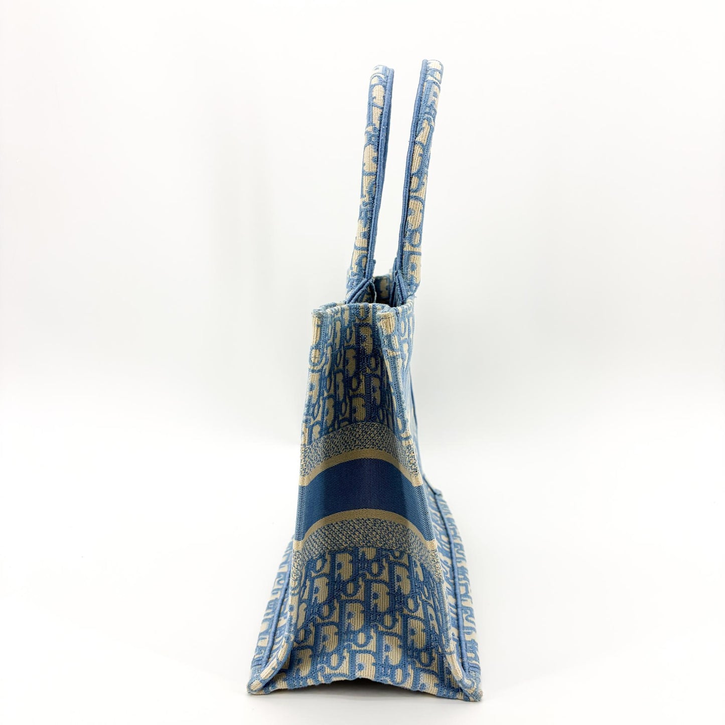 Dior Medium Book Tote Bag Blue Oblique Embroidery