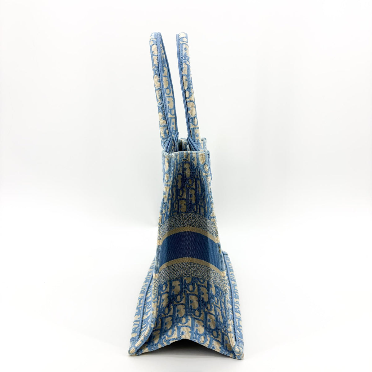 Dior Medium Book Tote Bag Blue Oblique Embroidery
