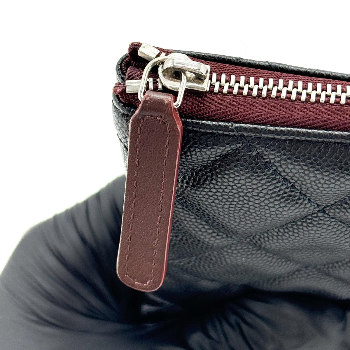 Chanel Classic Caviar O-Case Large Clutch Silver Hardware Black