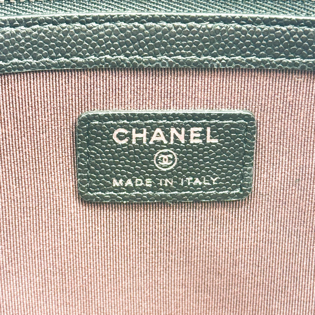 Chanel Classic Caviar O-Case Large Clutch Silver Hardware Black