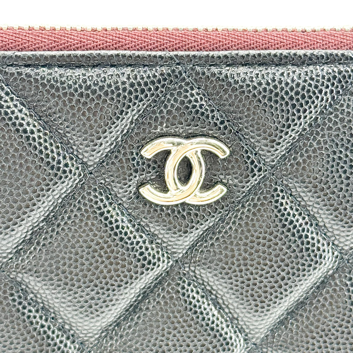 Chanel Classic Caviar O-Case Large Clutch Silver Hardware Black