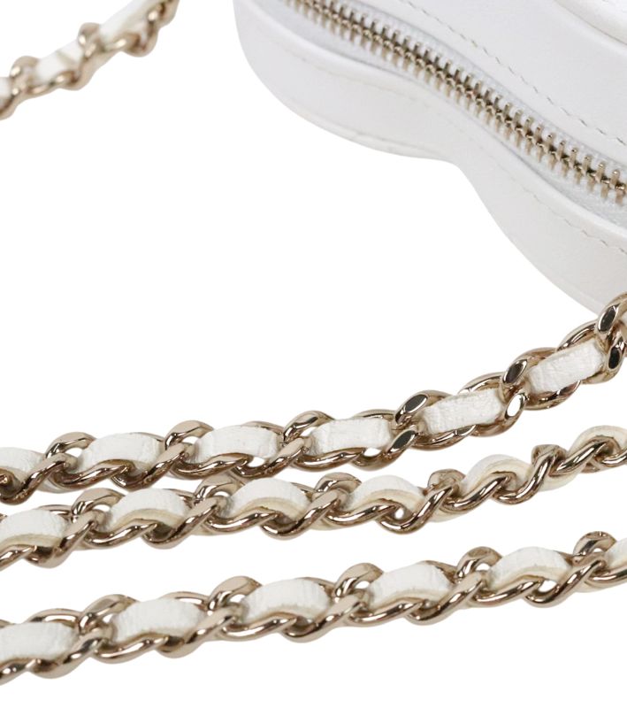 Chanel White Lambskin Heart Mini Crossbody Bag
