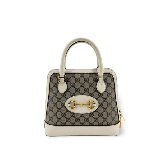 Gucci Horsebit 1955 Small Top Handle Bag White GG Supreme