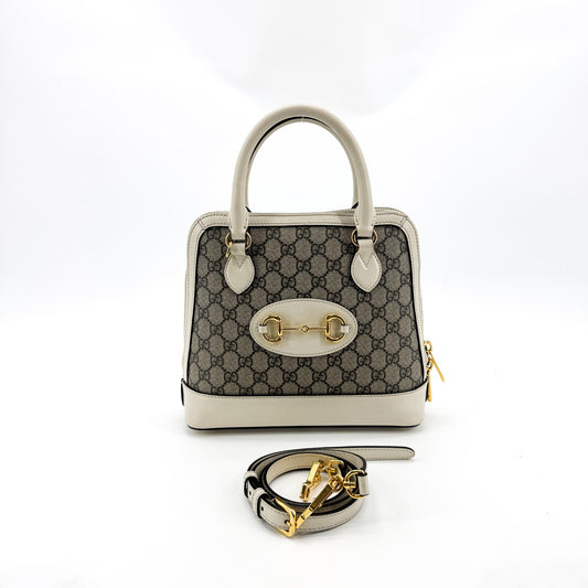 Gucci Horsebit 1955 Small Top Handle Bag White GG Supreme