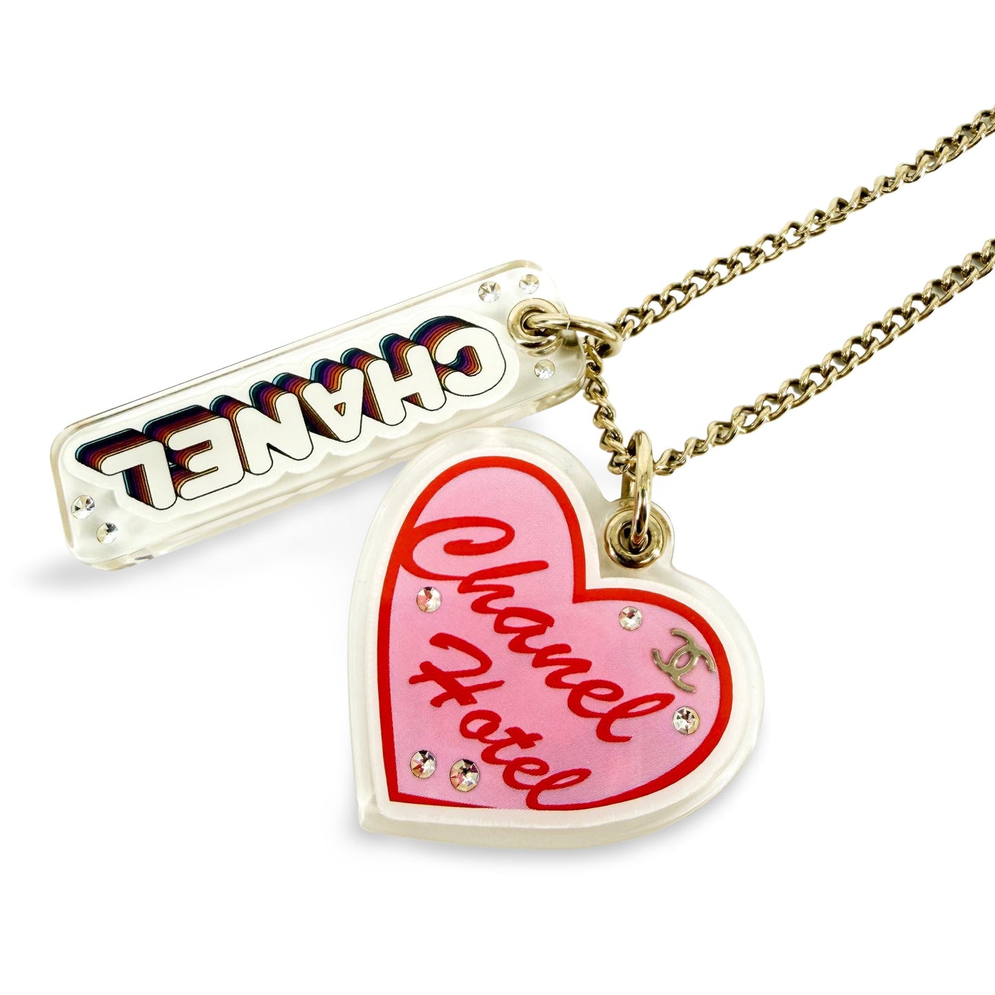 Chanel 23C Chanel Hotel Heart Rainbow Charm Necklace Gold