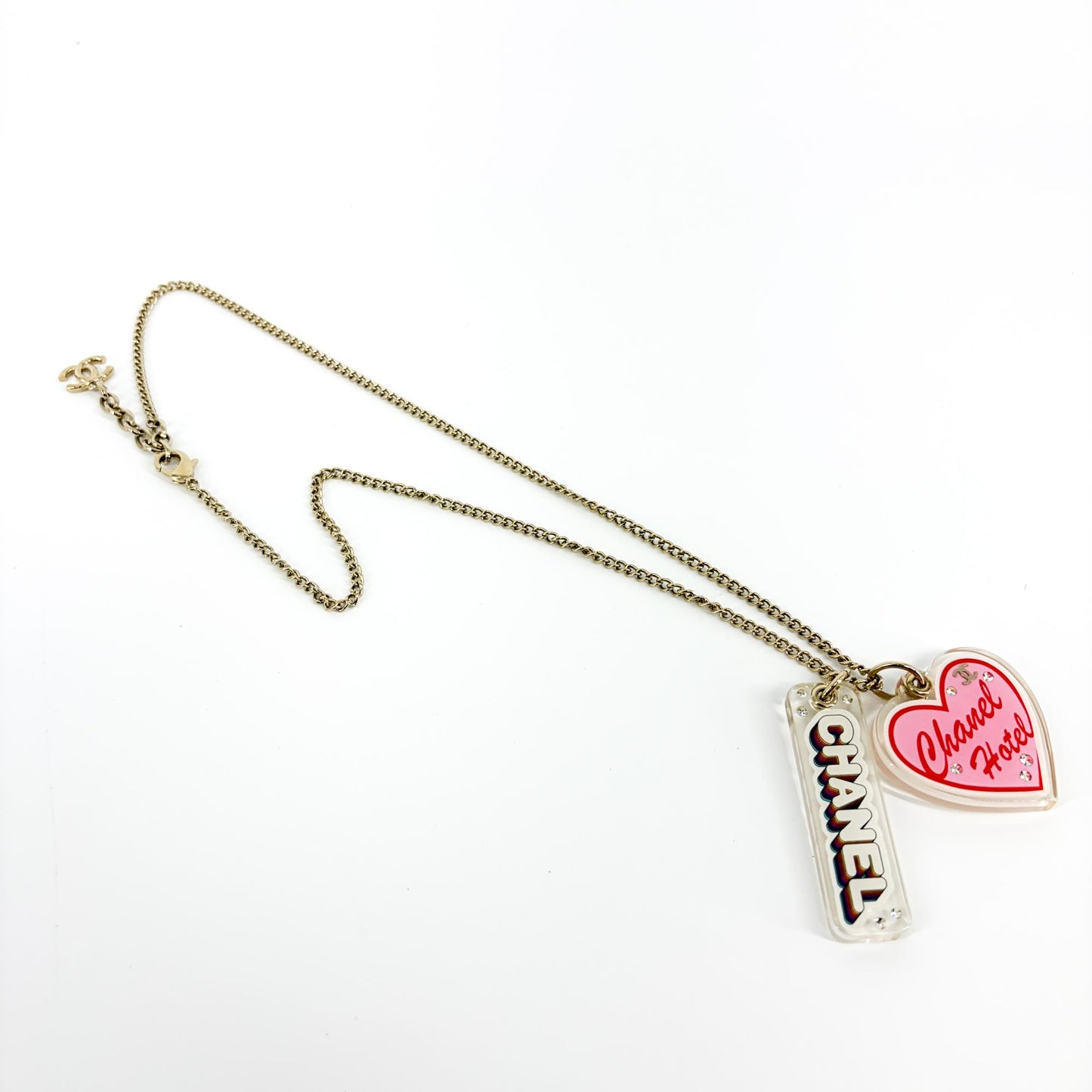 Chanel 23C Chanel Hotel Heart Rainbow Charm Necklace Gold