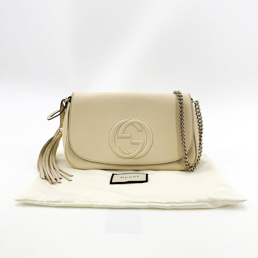 Gucci Soho Interlocking G Chain Crossbody Bag Ecru
