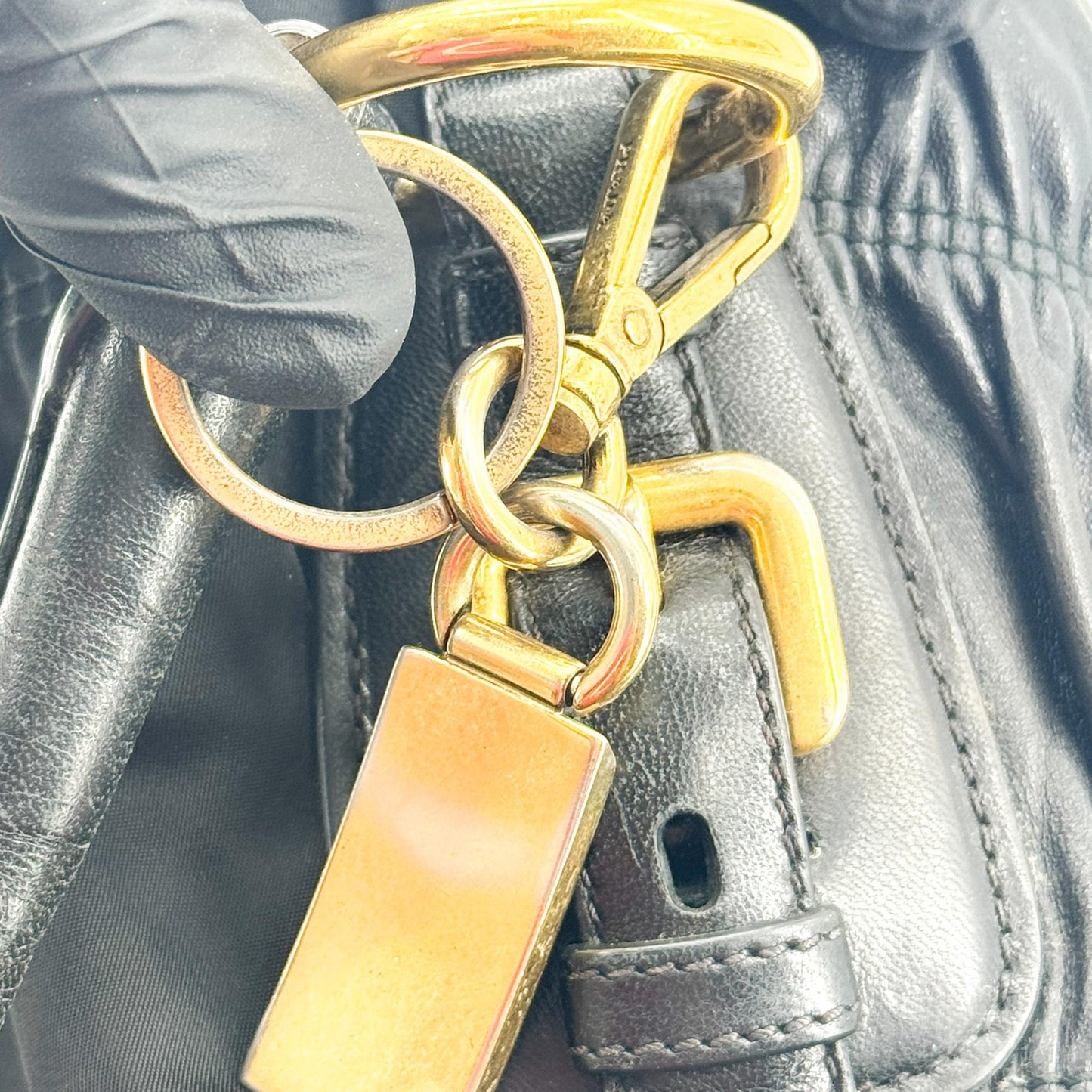 Prada Tessuto Gaufre Tote Bag Black with Gold Hardware