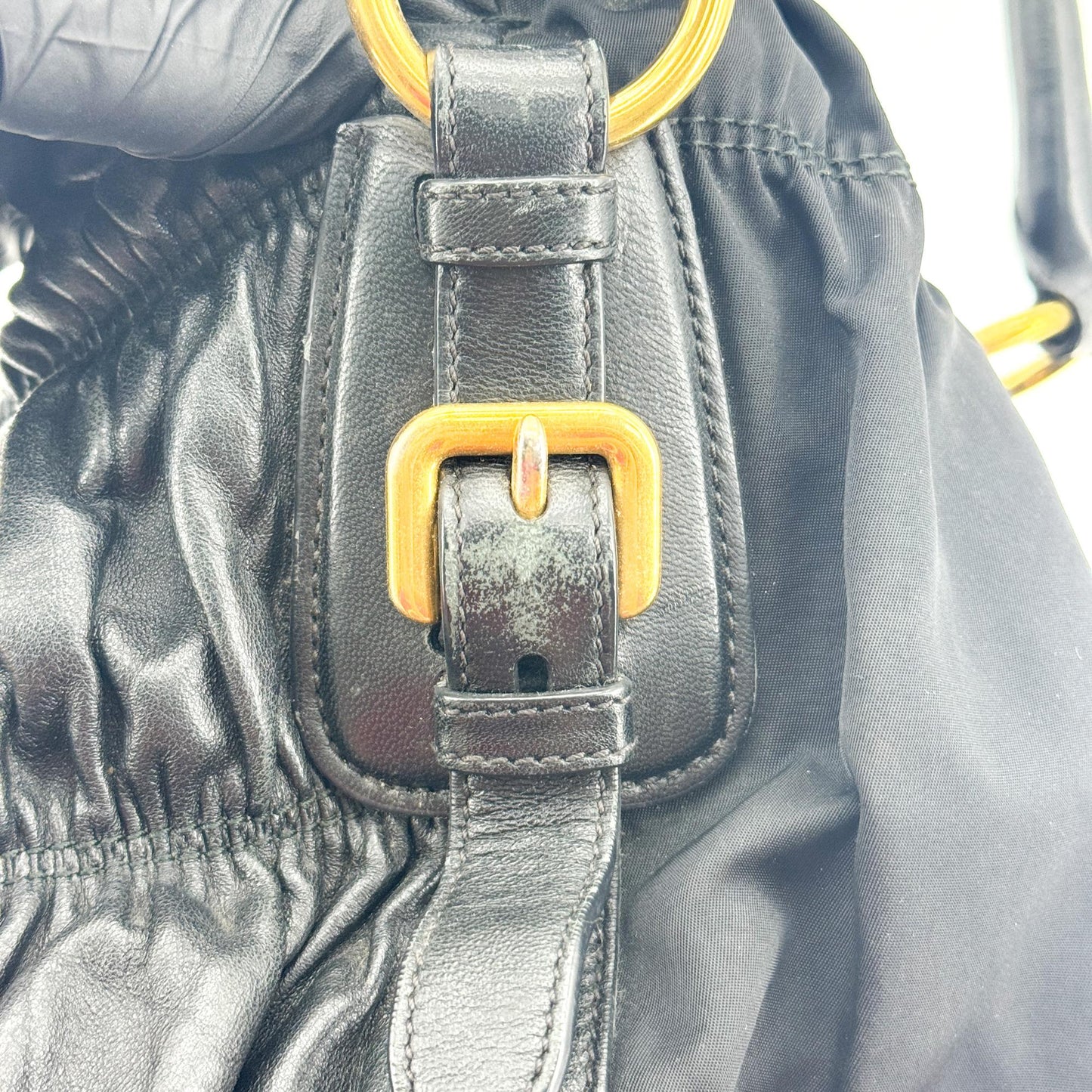 Prada Tessuto Gaufre Tote Bag Black with Gold Hardware