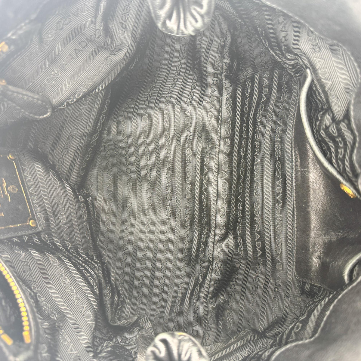 Prada Tessuto Gaufre Tote Bag Black with Gold Hardware