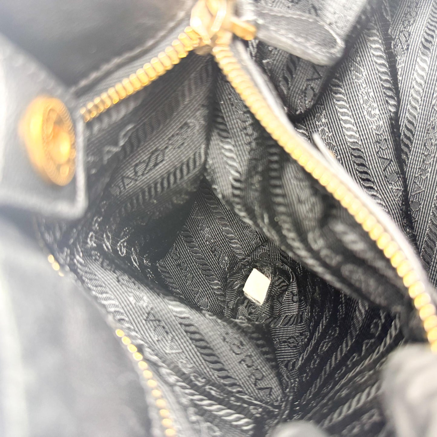 Prada Tessuto Gaufre Tote Bag Black with Gold Hardware