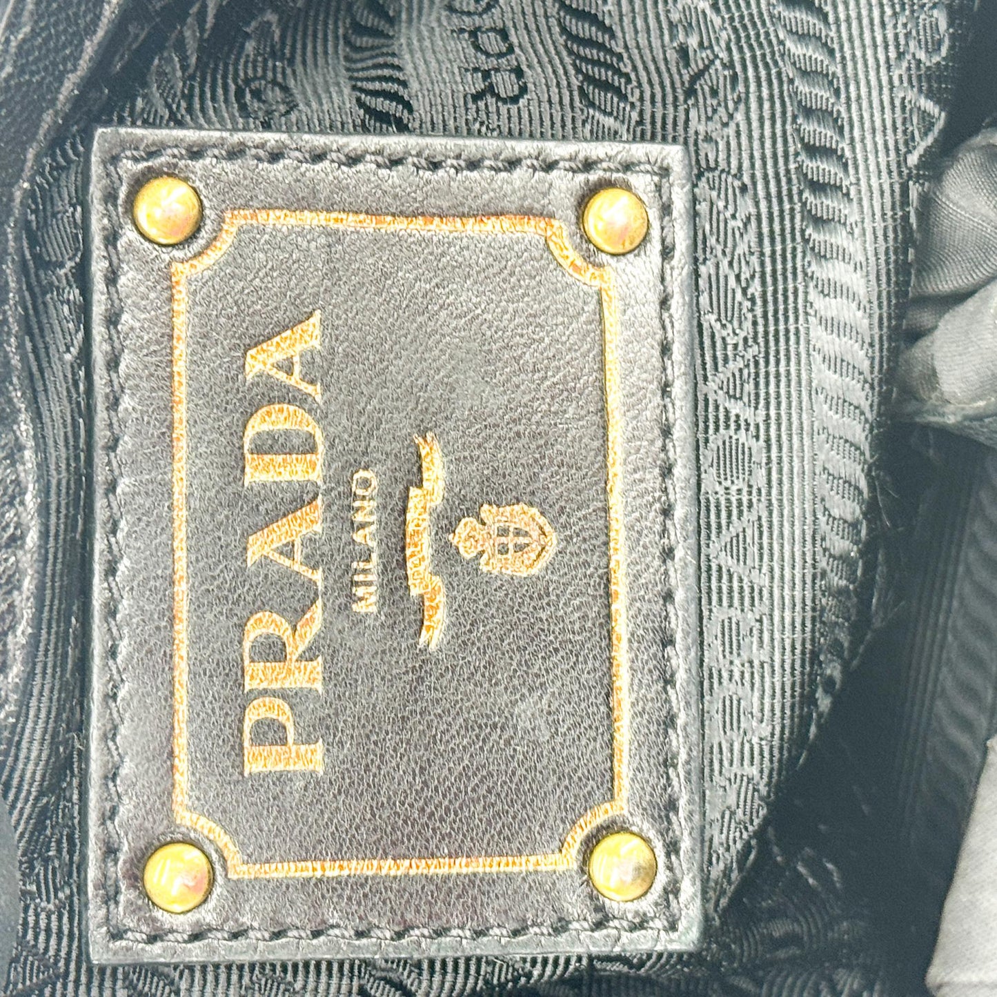 Prada Tessuto Gaufre Tote Bag Black with Gold Hardware