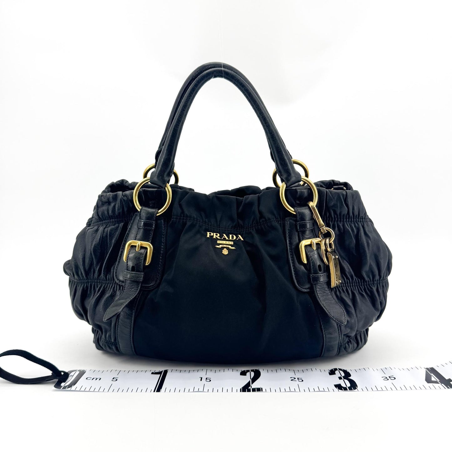 Prada Tessuto Gaufre Tote Bag Black with Gold Hardware