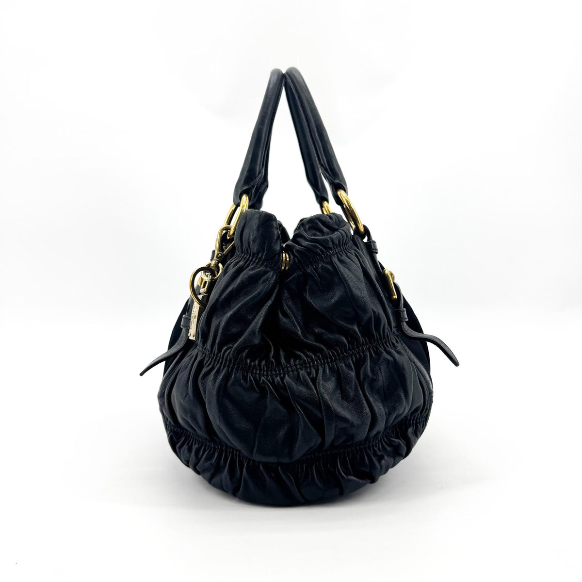 Prada Tessuto Gaufre Tote Bag Black with Gold Hardware