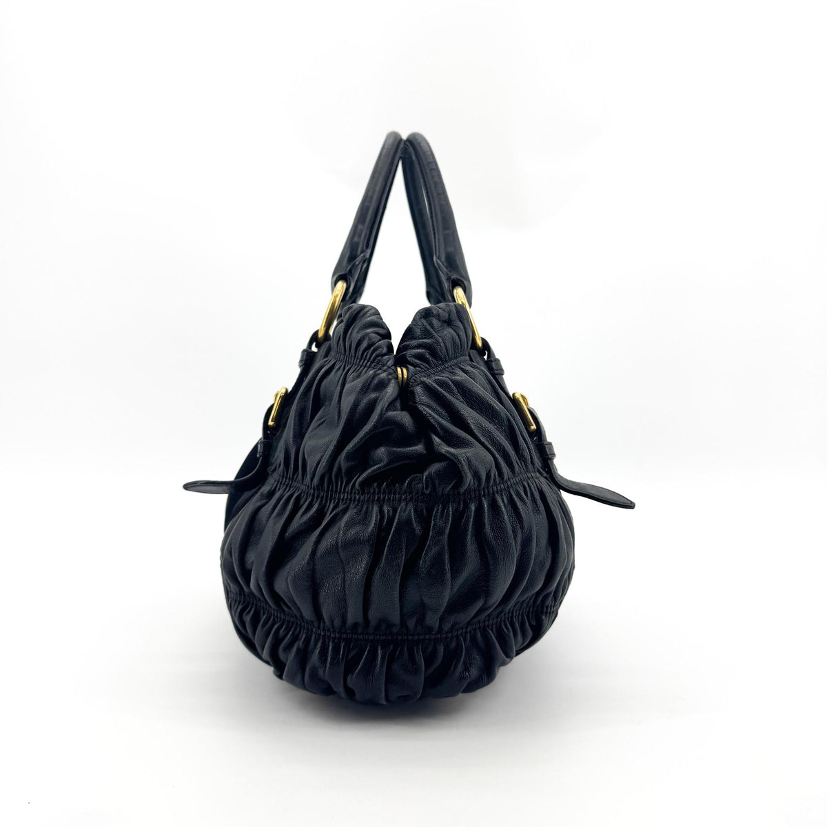 Prada Tessuto Gaufre Tote Bag Black with Gold Hardware