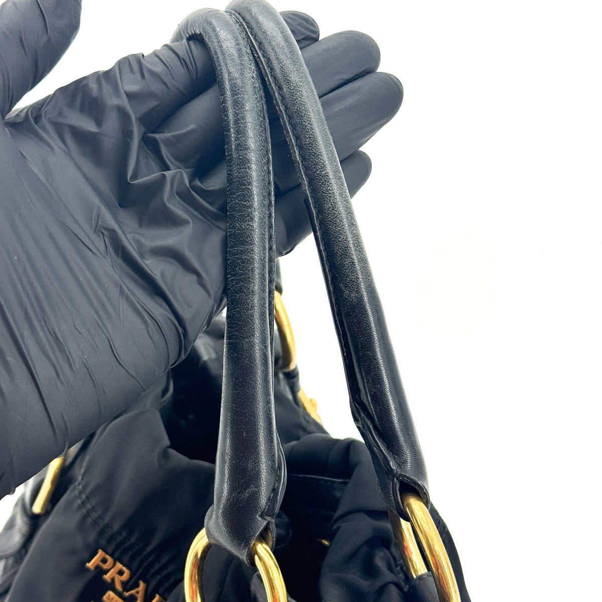 Prada Tessuto Gaufre Tote Bag Black with Gold Hardware