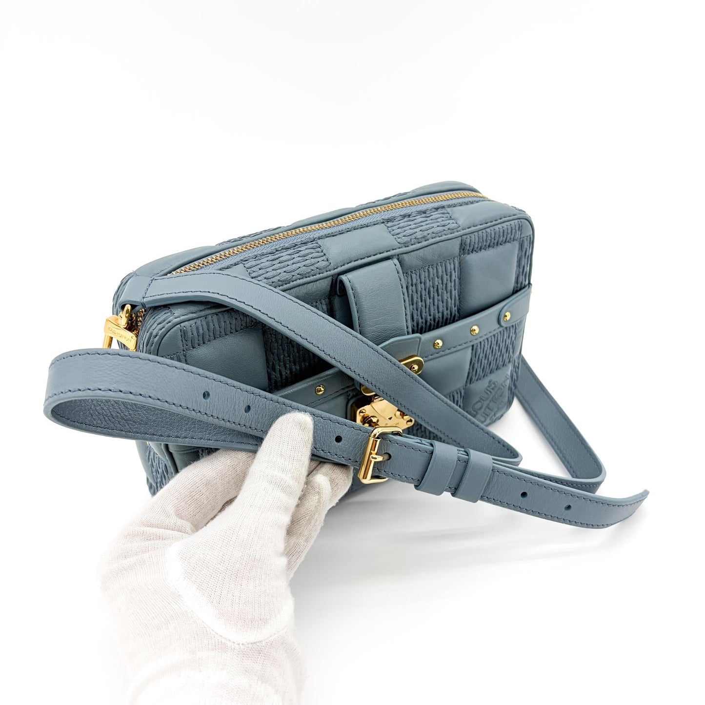 Louis Vuitton Damier Wavy Trunk Clutch Blue