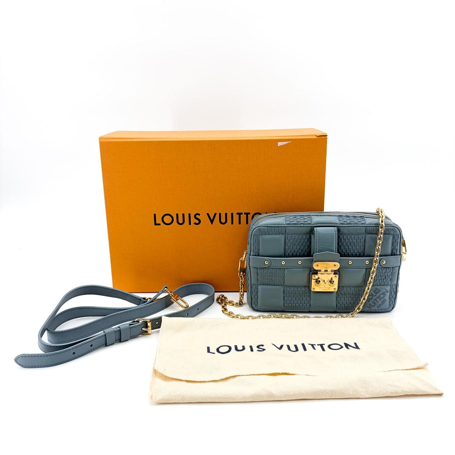 Louis Vuitton Damier Wavy Trunk Clutch Blue