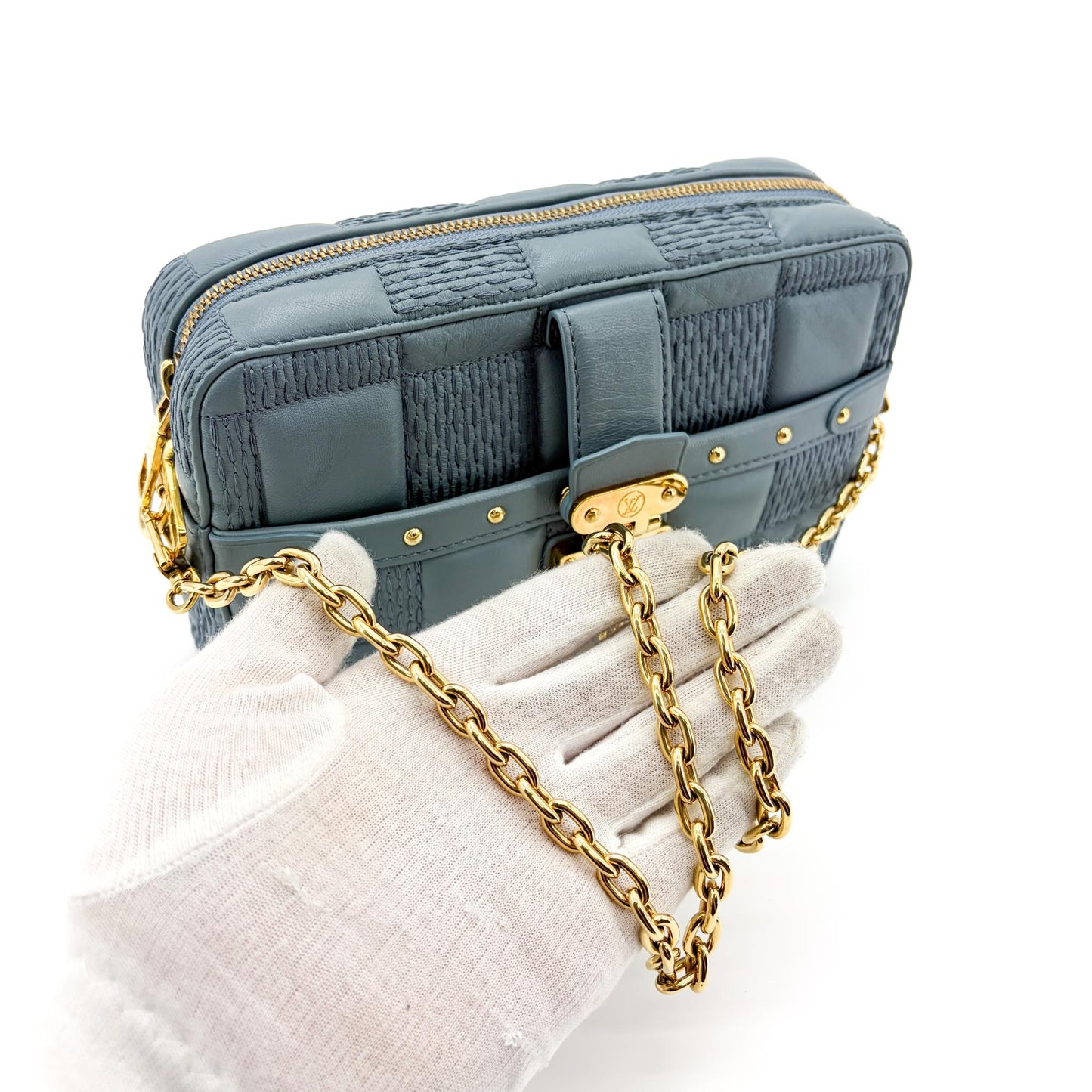 Louis Vuitton Damier Wavy Trunk Clutch Blue