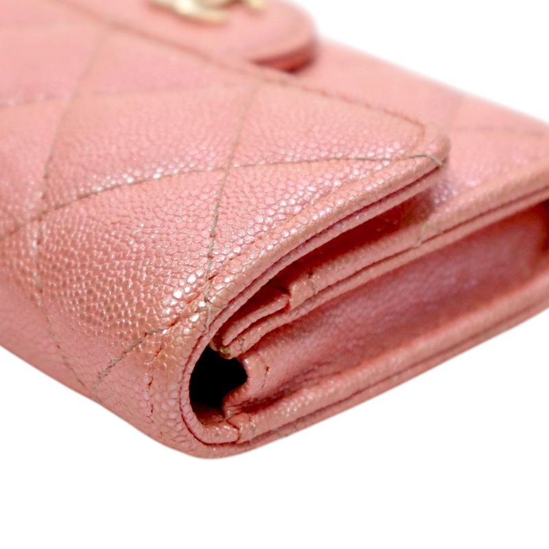 Chanel Pink Caviar Skin Card Wallet