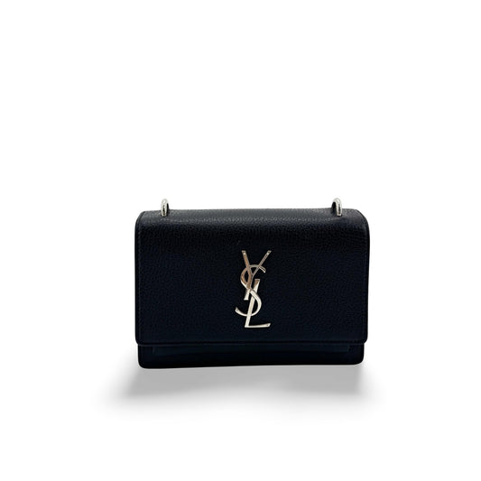 Saint Laurent Mini Sunset Crossbody Bag Black with Silver Hardware