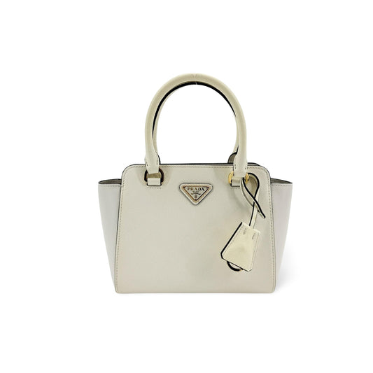 Prada Saffiano Luxe Mini Tote Bag White