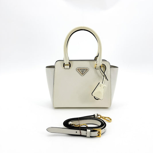 Prada Saffiano Luxe Mini Tote Bag White