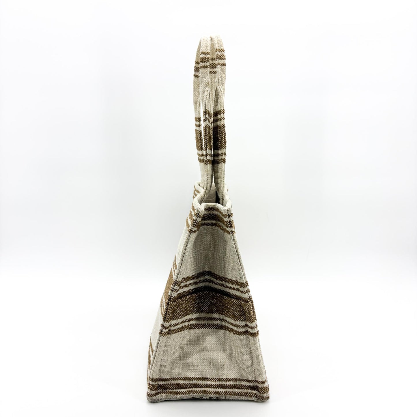 Celine Horizontal Cabas Textile Stripe Ecru Brown