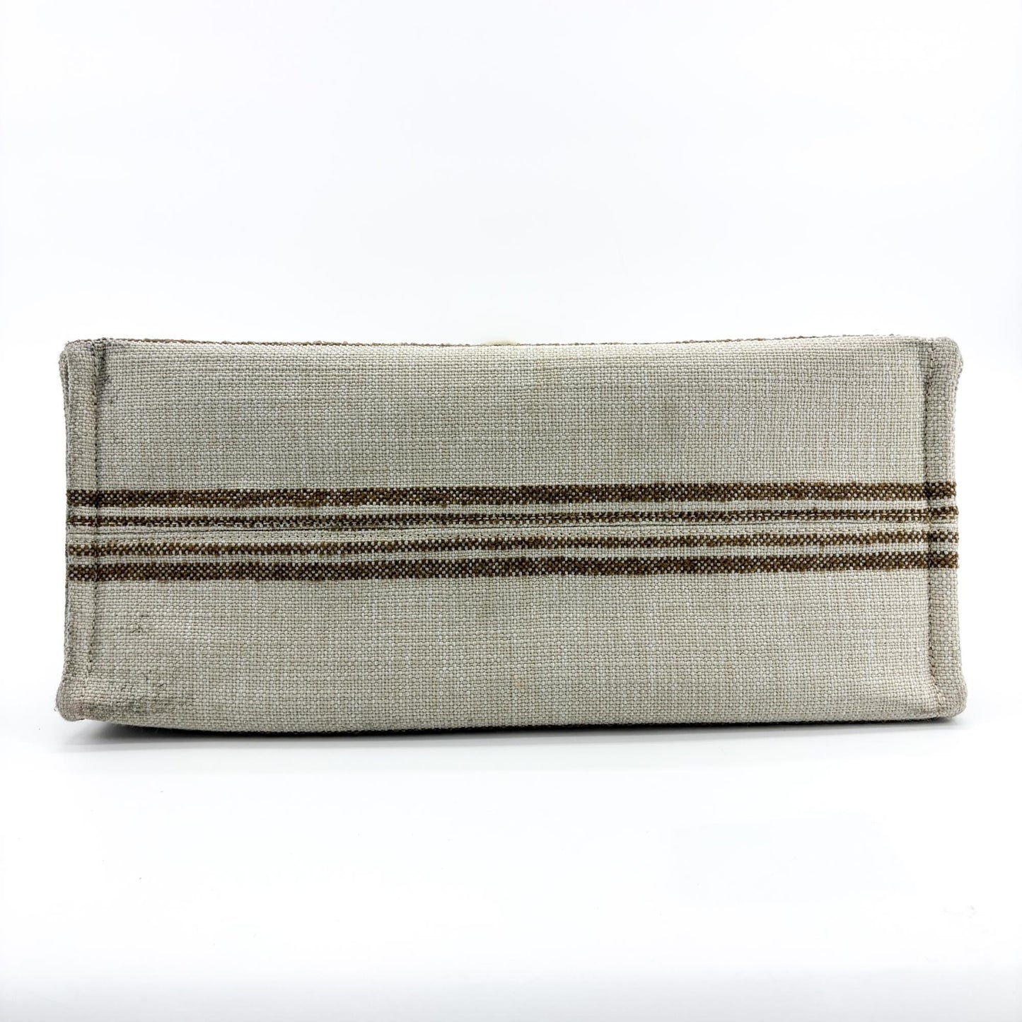 Celine Horizontal Cabas Textile Stripe Ecru Brown