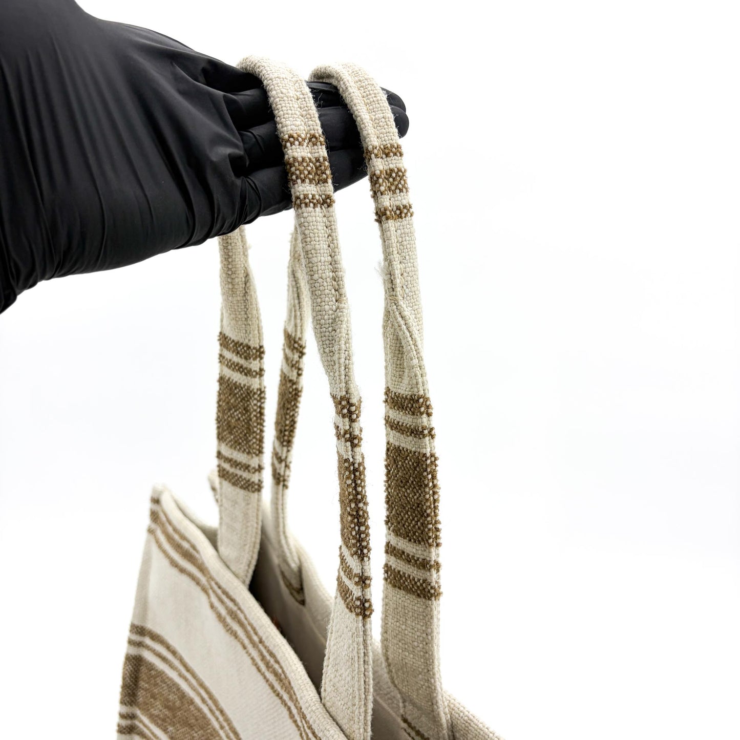Celine Horizontal Cabas Textile Stripe Ecru Brown