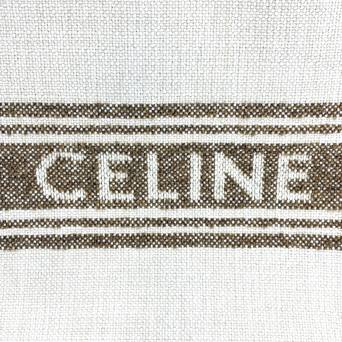 Celine Horizontal Cabas Textile Stripe Ecru Brown