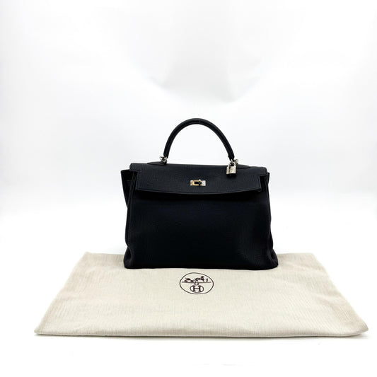Hermès Kelly Bag Silver Hardware Black