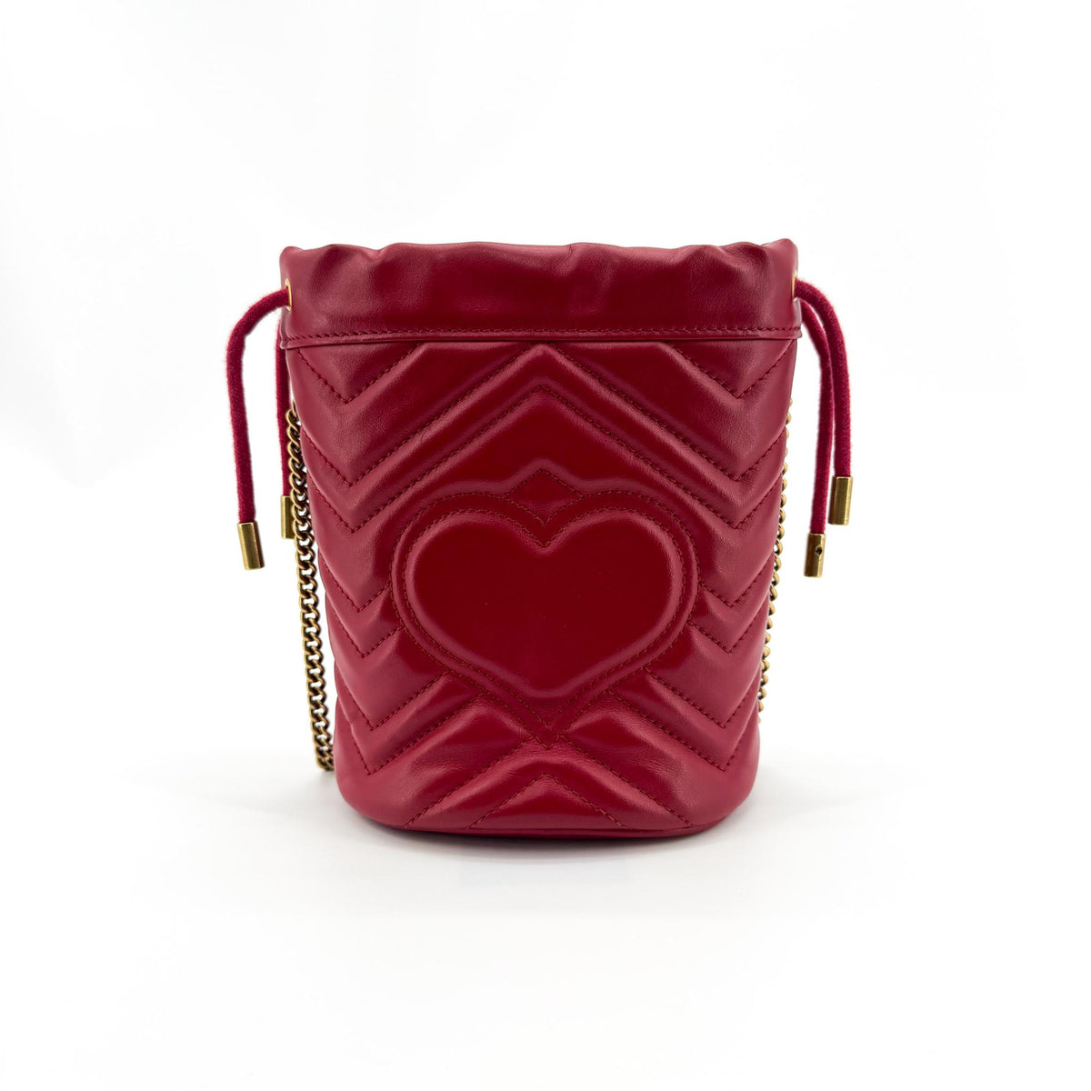 Gucci GG Marmont Mini Bucket Bag Red Gold Hardware