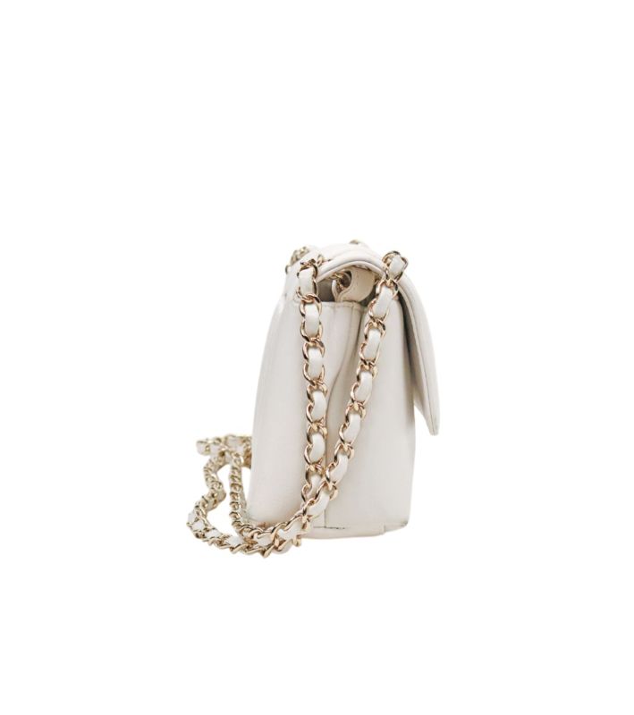 Chanel White Chevron Chain Shoulder Bag
